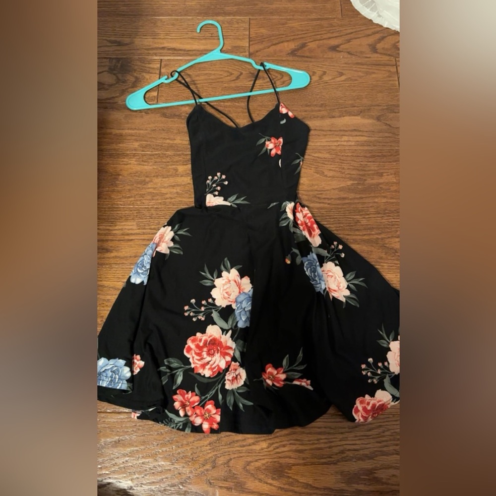 Black dress with color flowers size small